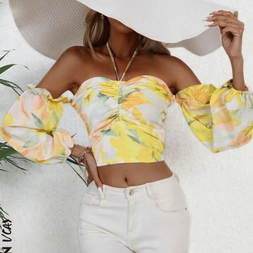 Yellow Floral Print Top